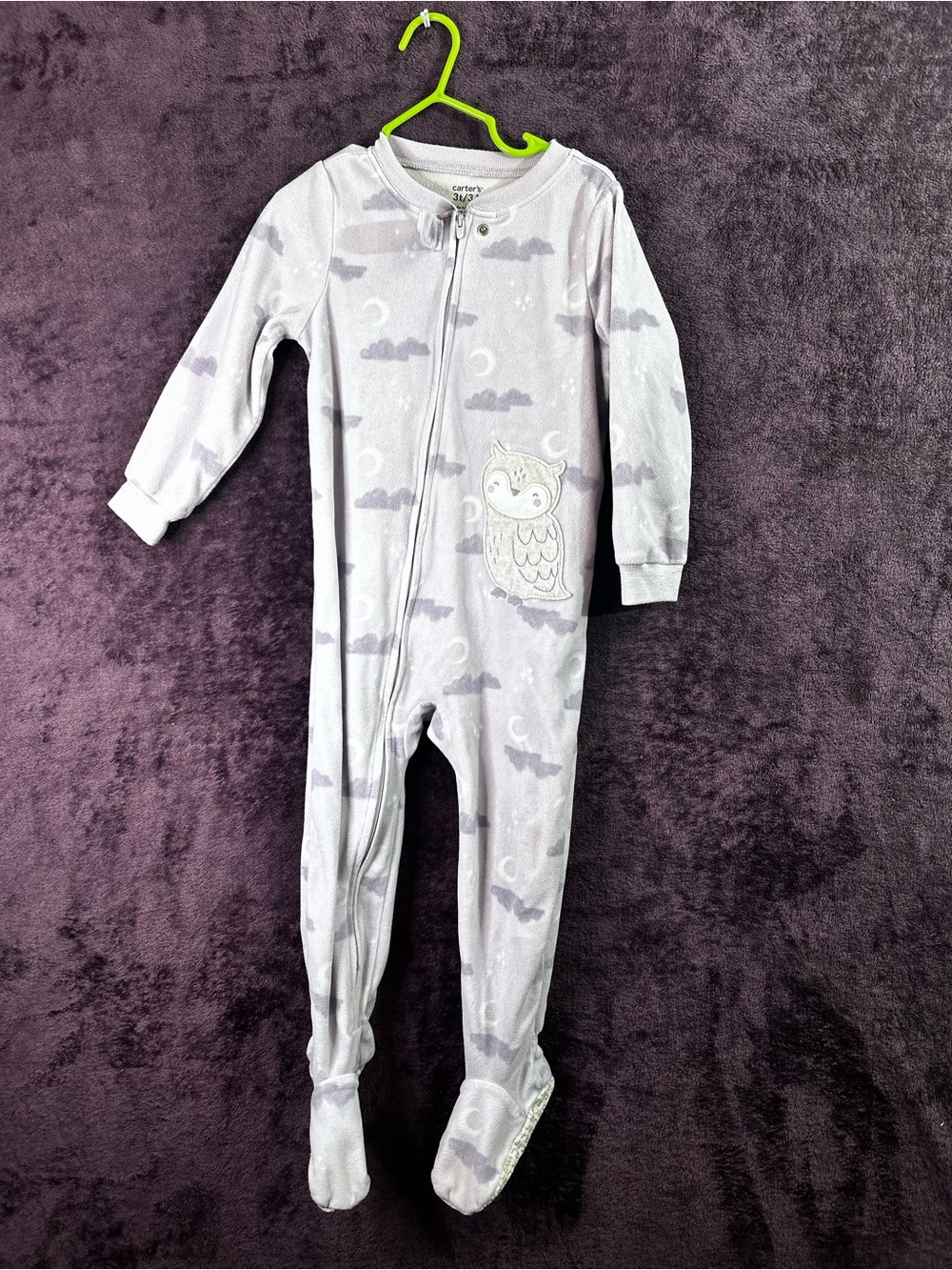 Carter's Lavender Owl Print Footed One-Piece Pajamas